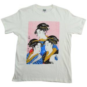 Japan Shine Geisha Girl Vintage Japanese Art Tee T Shirt Size Medium M Excellent